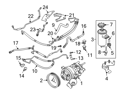 2004 BMW 530i P/S Pump & Hoses, Steering Gear & Linkage Dynamic Drive Expansion Hose Diagram for 32416773928