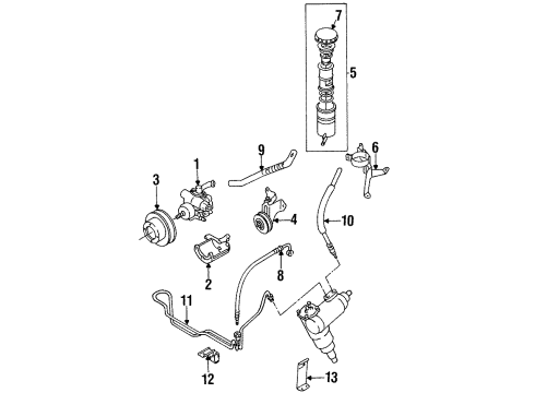 1995 Isuzu Rodeo P/S Pump & Hoses, Steering Gear & Linkage Bracket, Pump Diagram for 8-97086-455-1