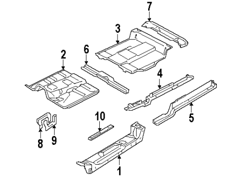 1992 Chevrolet Blazer Floor & Rails Panel Asm-Intermediate Floor Diagram for 15696937