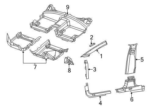 2016 Chrysler 200 Interior Trim - Pillars, Rocker & Floor Molding-A Pillar Diagram for 1XW54DX9AD