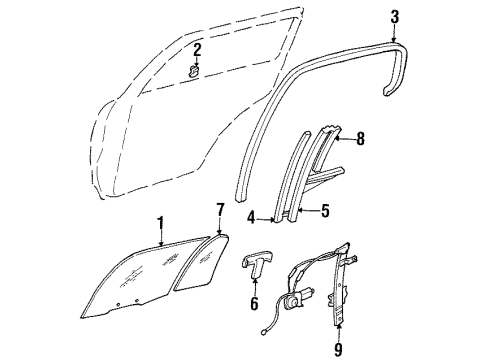 2002 Kia Sportage Rear Door - Glass & Hardware Chan-Center, LH Diagram for 0K07773610