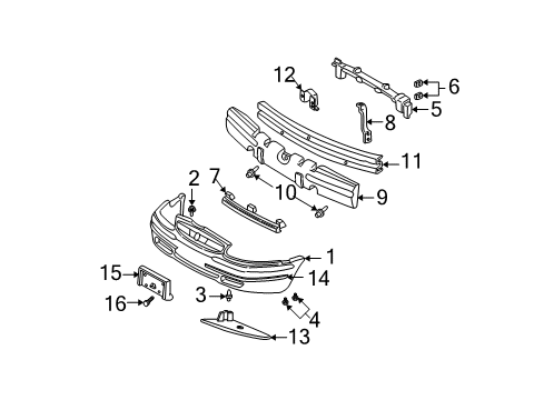 1999 Buick Regal Front Bumper License Bracket Diagram for 10269370