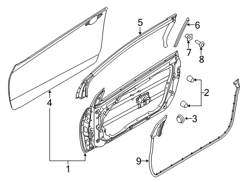2015 Kia Forte Koup Door & Components RETAINER Assembly-WEATHERSTRIP Diagram for 82250A7200