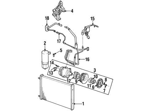 2000 Cadillac Catera A/C Condenser, Compressor & Lines Shroud, Radiator Auxiliary Fan Diagram for 9128972