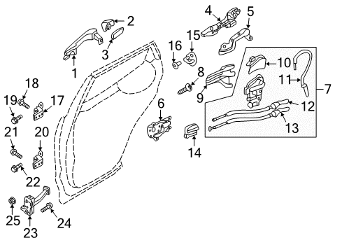 2016 Hyundai Santa Fe Rear Door - Lock & Hardware Checker Assembly-Rear Door, LH Diagram for 79480-B8000