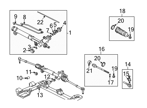 2004 Chevrolet Impala P/S Pump & Hoses, Steering Gear & Linkage Gear Assembly Diagram for 19330441