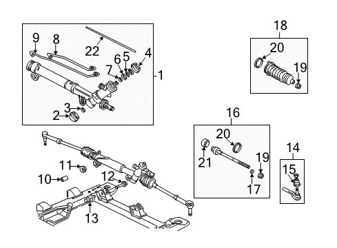 2004 Chevrolet Impala P/S Pump & Hoses, Steering Gear & Linkage Gear Kit, Steering (Remanufacture) Diagram for 19330440