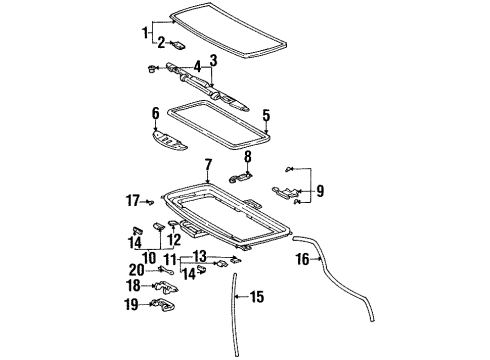 1996 Toyota Paseo Sunroof Weatherstrip, Removable Roof, Inner Diagram for 63252-16030