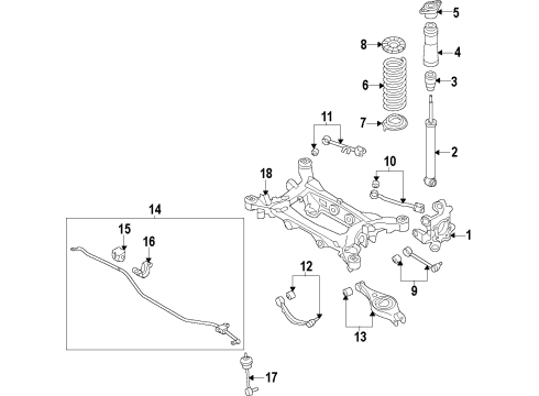 2011 Hyundai Genesis Rear Suspension Components, Lower Control Arm, Upper Control Arm, Stabilizer Bar Rear Shock Absorber Assembly Diagram for 55311-3M901