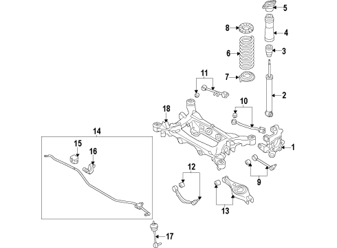 2009 Hyundai Genesis Rear Suspension Components, Lower Control Arm, Upper Control Arm, Stabilizer Bar Link Assembly-Rear Stabilizer Diagram for 55530-3M000