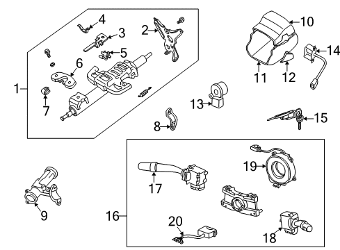 1998 Lexus ES300 Upper Steering Column Spiral Cable Sub-Assembly Diagram for 84306-07010