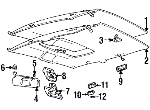 2002 Cadillac Eldorado Interior Trim - Roof Lamp Asm, Roof Rail Front Courtesy (W/Bezel) (LH) *Black Diagram for 3635625