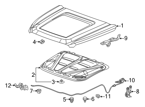 2017 GMC Yukon XL Hood & Components Lock Assembly Diagram for 84355611