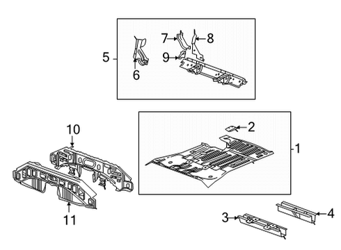 2021 Cadillac XT4 Rear Floor & Rails Rear Floor Pan Diagram for 84751747