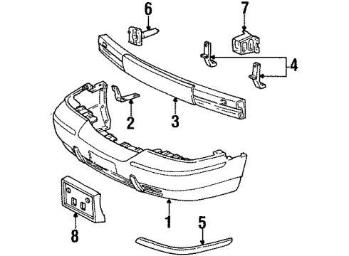 2001 Ford Crown Victoria Front Bumper Impact Bar Diagram for YW1Z-17757-AA