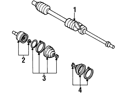 1999 Ford Escort Drive Axles - Front Shaft & Joint Assembly Diagram for F8CZ-3B437-AB