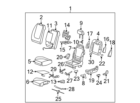 2009 Saturn Aura Front Seat Components Switch Asm-Driver Seat Heater *Ebony Diagram for 15295578