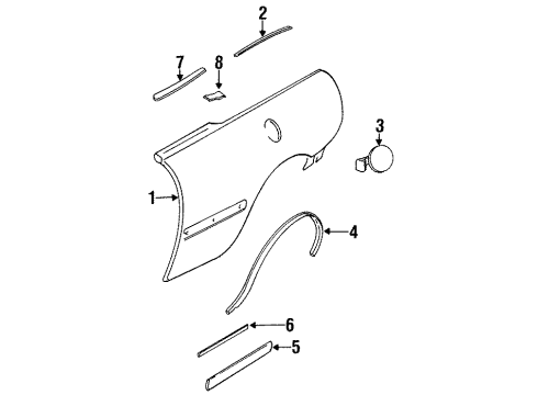 1996 Buick Riviera Quarter Panel & Components, Exterior Trim Actuator Asm-Fuel Tank Filler Door Lock Diagram for 25650076