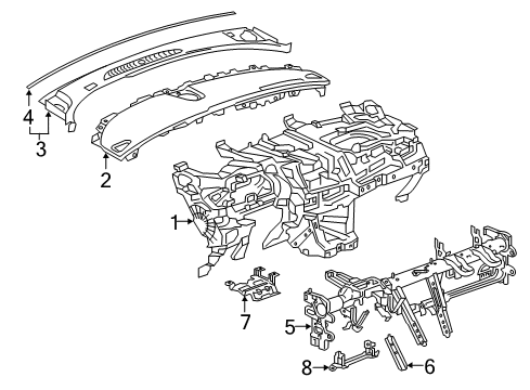 2018 Buick Envision Cluster & Switches, Instrument Panel Upper Dash Panel Diagram for 23280731