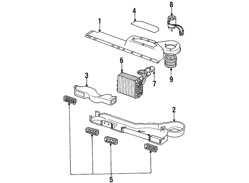 1991 Jeep Cherokee A/C Evaporator & Heater Components EVAPORATOR-Air Conditioning Diagram for 4773117AC