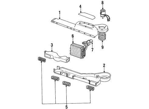 1987 Jeep Cherokee A/C Evaporator & Heater Components Motor Heater Heater & Air Diagram for 56002521