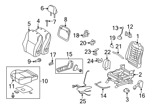 2013 Toyota Matrix Passenger Seat Components Cushion Assembly Diagram for 71002-02Q80-B0