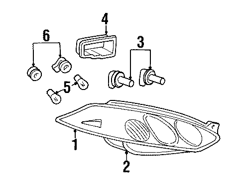 2002 Mercury Cougar Headlamps Composite Assembly Diagram for 1S8Z-13008-EA