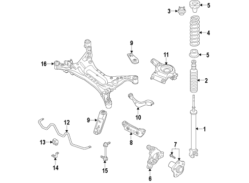 2017 Nissan Altima Rear Suspension Components, Lower Control Arm, Upper Control Arm, Stabilizer Bar Shock Absorber Kit-Rear Diagram for E6210-9HS0H