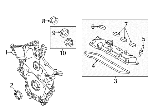 2011 Ford Flex Valve & Timing Covers Valve Cover Stud Diagram for AA5Z-6C519-A