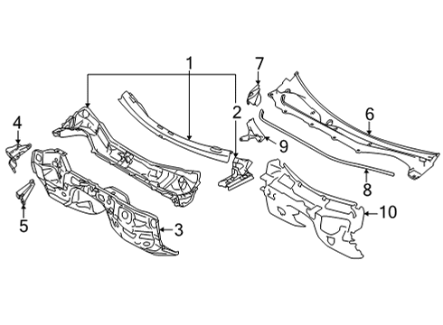 2022 Toyota GR86 Cowl Insulator Diagram for SU003-09682