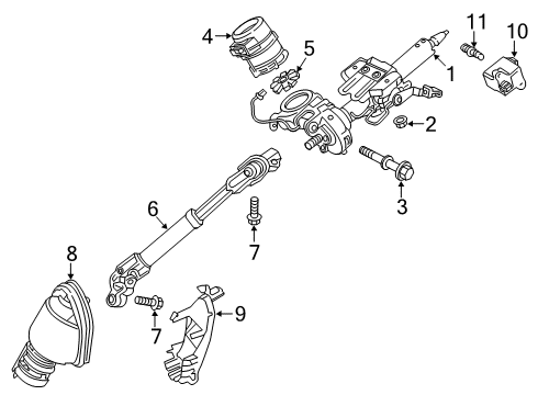 2019 Lexus UX250h Steering Column & Wheel, Steering Gear & Linkage Column Sub-Assembly, ELE Diagram for 4520A-76040