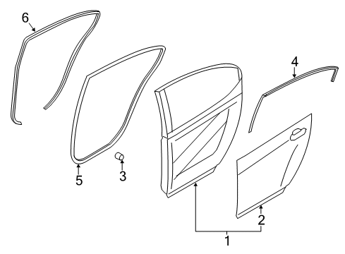 2014 Kia Cadenza Rear Door WEATHERSTRIP-Rear Door Body Side Diagram for 831203R000