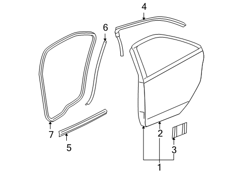 2005 Pontiac G6 Rear Door Rear Seal Diagram for 25948757