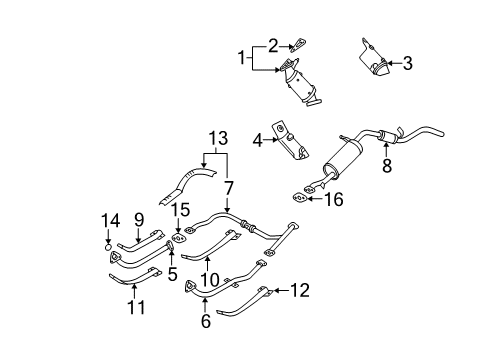 2000 Nissan Xterra Exhaust Components Three Way Catalytic Converter Diagram for 20802-3S625