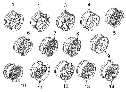 1998 BMW 528i Wheels Light Alloy Rim "Brilliantline" Diagram for 36111093519