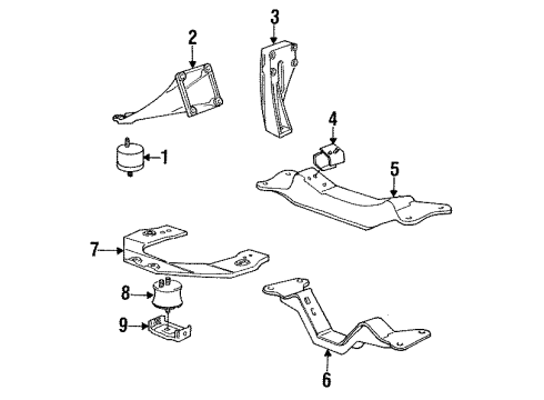 1994 BMW 525i Engine Mounting Cross Member Diagram for 23701139036