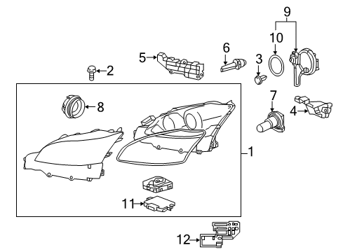2013 Lexus LS600h Headlamps Headlamp Unit With Gas, Right Diagram for 81145-50750