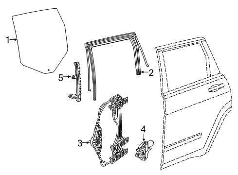 2015 Jeep Cherokee Rear Door WEATHERST-Door Glass Diagram for 68442218AA