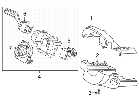 2022 Ford Bronco Sport Shroud, Switches & Levers Cylinder & Keys Diagram for JX7Z-11582-B