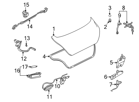 2002 Hyundai Elantra Trunk Cable Assembly-Trunk Lid Release Diagram for 81280-2D000