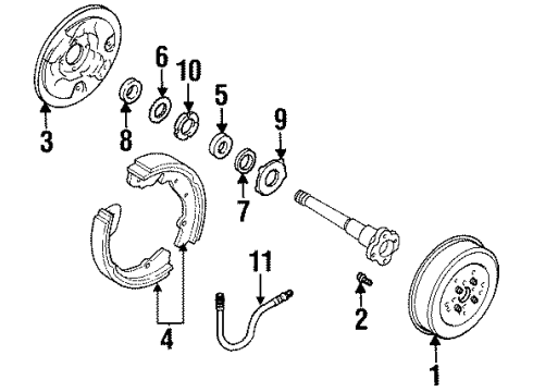 1998 Kia Sportage Rear Brakes Nut-Lock RH Diagram for 0K72A26152