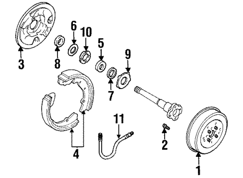 1998 Kia Sportage Rear Brakes Rear Brake Back Plate Assembly, Right Diagram for 0K04526280