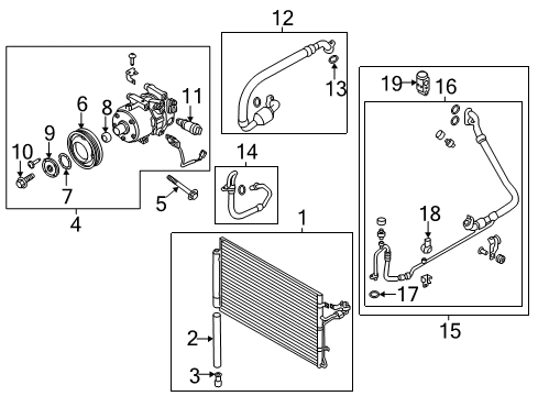 2014 Hyundai Genesis Coupe A/C Condenser, Compressor & Lines Compressor Assembly Diagram for 97701-2M500-AS1