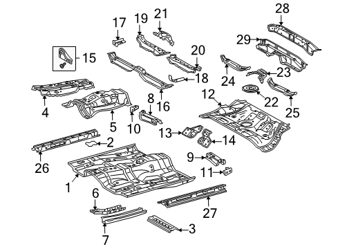 2005 Scion tC Pillars, Rocker & Floor - Floor & Rails Sidemember Diagram for 57435-12010