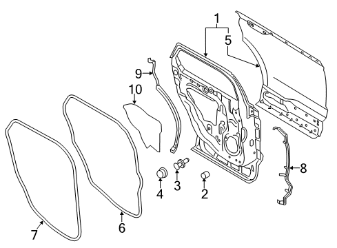 2018 Lincoln MKX Rear Door Front Weatherstrip Diagram for FA1Z-5825325-B