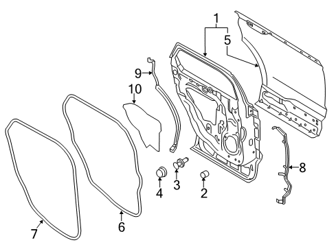 2018 Lincoln MKX Rear Door Outer Panel Diagram for FA1Z-5824700-A