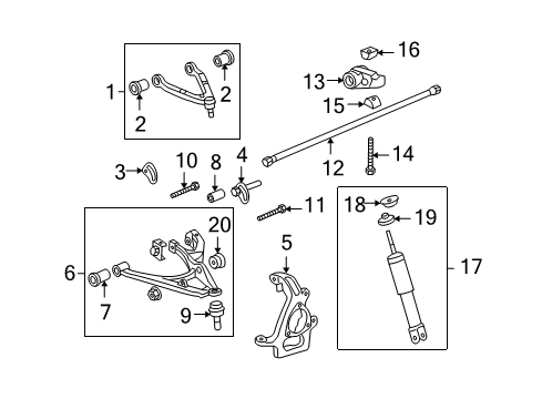 2010 Hummer H3T Front Suspension Components Shock Absorber Diagram for 94731815