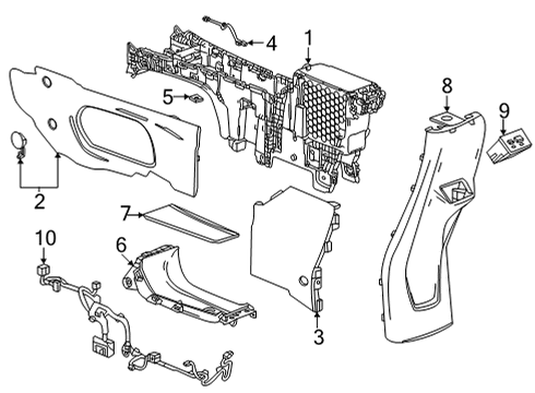 2022 Chevrolet Bolt EV Center Console Console Assembly Diagram for 42708009