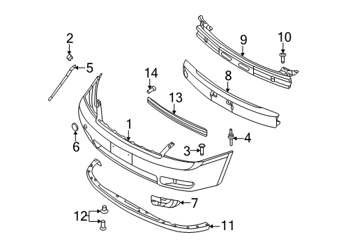 2006 Kia Sedona Front Bumper Front Bumper Grille Diagram for 865614D000