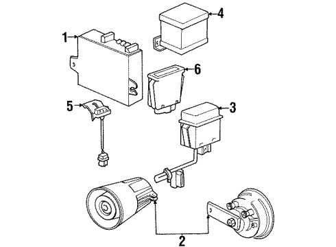 1992 BMW 850i Anti-Theft Components Control Module Unit Diagram for 65758368680